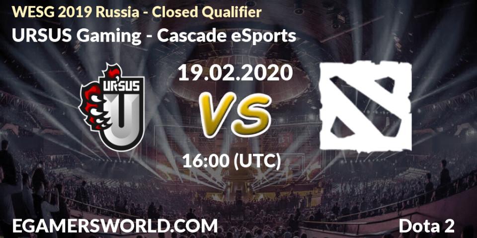 URSUS Gaming vs Cascade eSports: Betting TIp, Match Prediction. 19.02.20. Dota 2, WESG 2019 Russia - Closed Qualifier