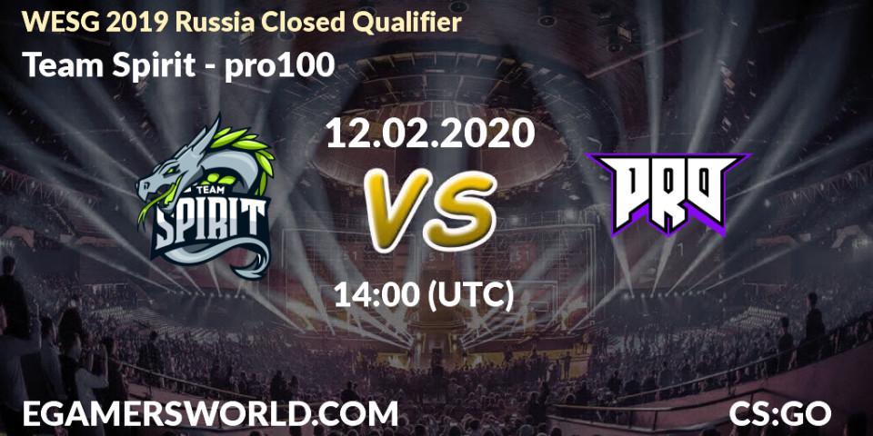 Team Spirit vs pro100: Betting TIp, Match Prediction. 12.02.20. CS2 (CS:GO), WESG 2019 Russia Closed Qualifier