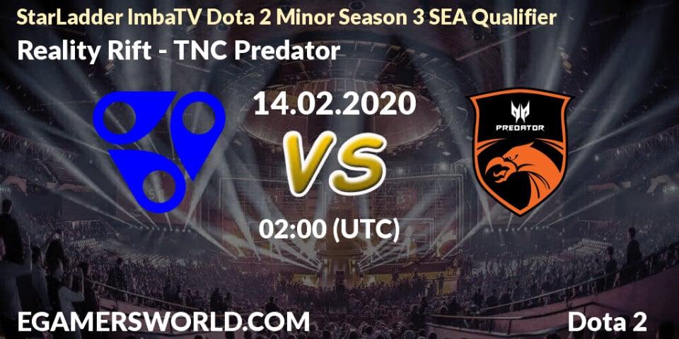 Reality Rift vs TNC Predator: Betting TIp, Match Prediction. 14.02.20. Dota 2, StarLadder ImbaTV Dota 2 Minor Season 3 SEA Qualifier