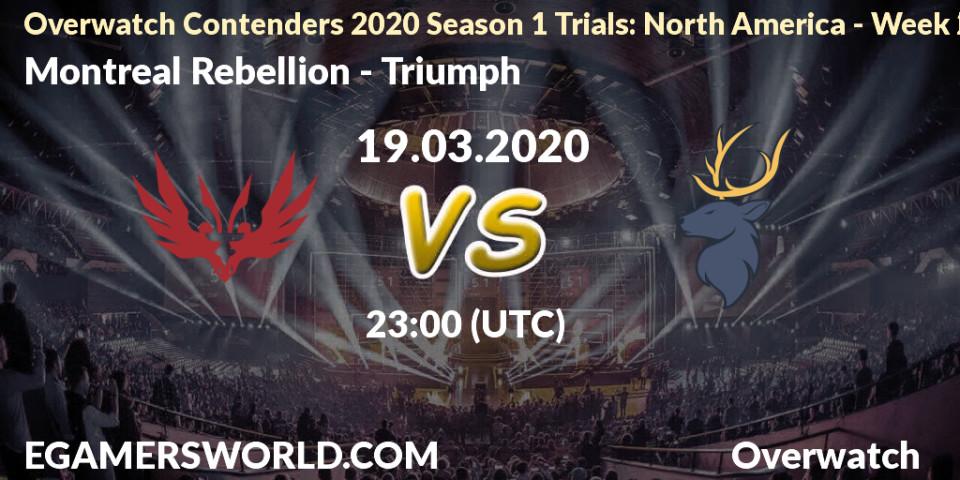 Montreal Rebellion vs Triumph: Betting TIp, Match Prediction. 19.03.20. Overwatch, Overwatch Contenders 2020 Season 1 Trials: North America - Week 2