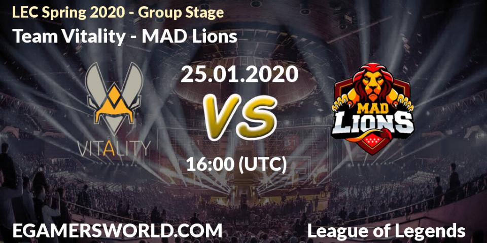 Team Vitality vs MAD Lions: Betting TIp, Match Prediction. 25.01.20. LoL, LEC Spring 2020 - Group Stage