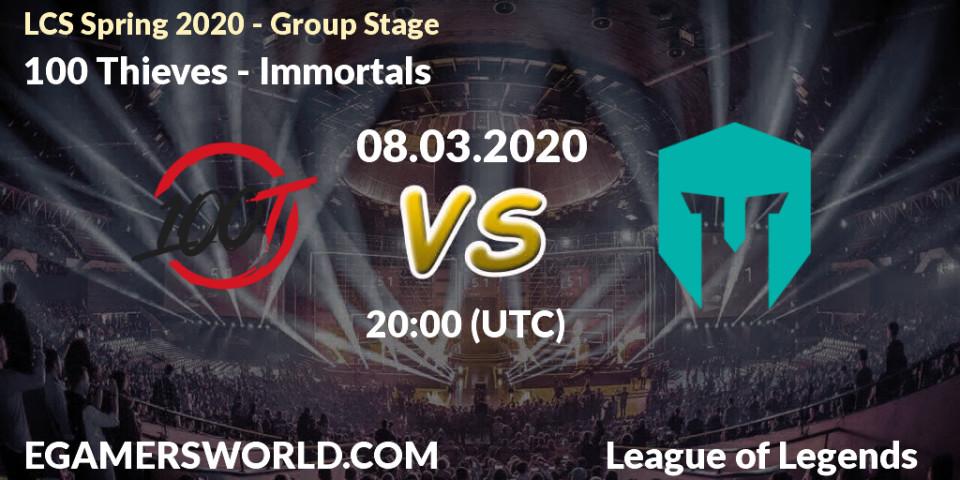 100 Thieves vs Immortals: Betting TIp, Match Prediction. 08.03.20. LoL, LCS Spring 2020 - Group Stage