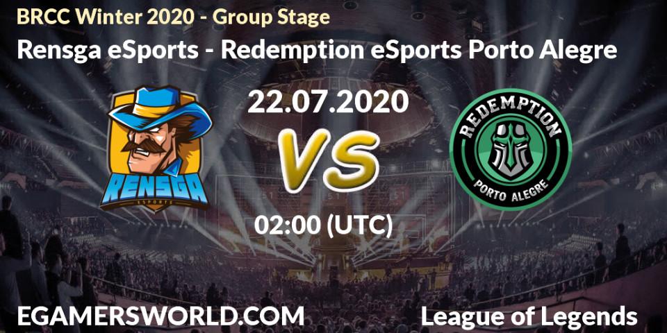 Rensga eSports vs Redemption eSports Porto Alegre: Betting TIp, Match Prediction. 22.07.20. LoL, BRCC Winter 2020 - Group Stage
