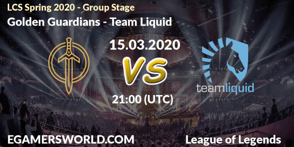 Golden Guardians vs Team Liquid: Betting TIp, Match Prediction. 22.03.20. LoL, LCS Spring 2020 - Group Stage