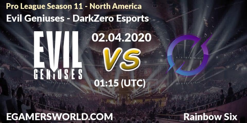 Evil Geniuses vs DarkZero Esports: Betting TIp, Match Prediction. 02.04.20. Rainbow Six, Pro League Season 11 - North America