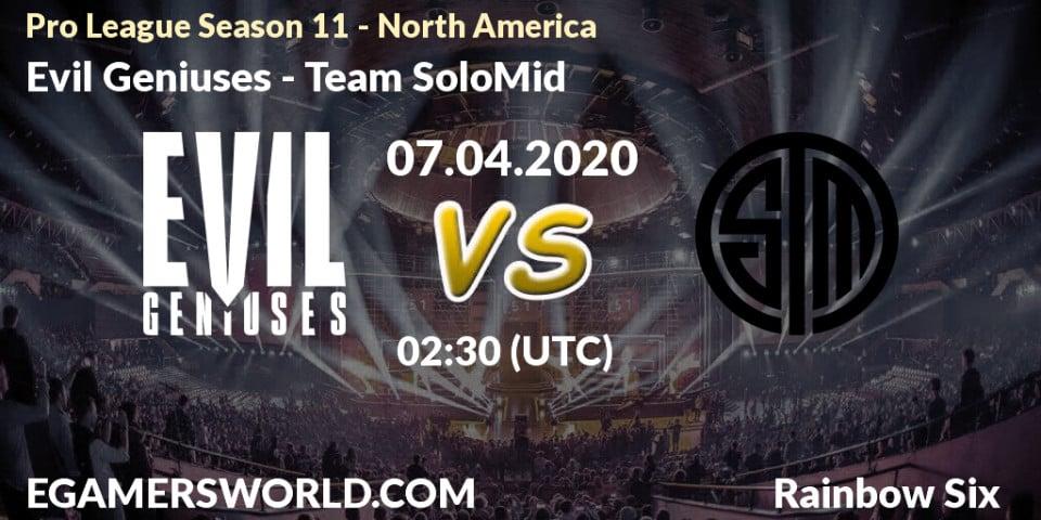 Evil Geniuses vs Team SoloMid: Betting TIp, Match Prediction. 07.04.20. Rainbow Six, Pro League Season 11 - North America
