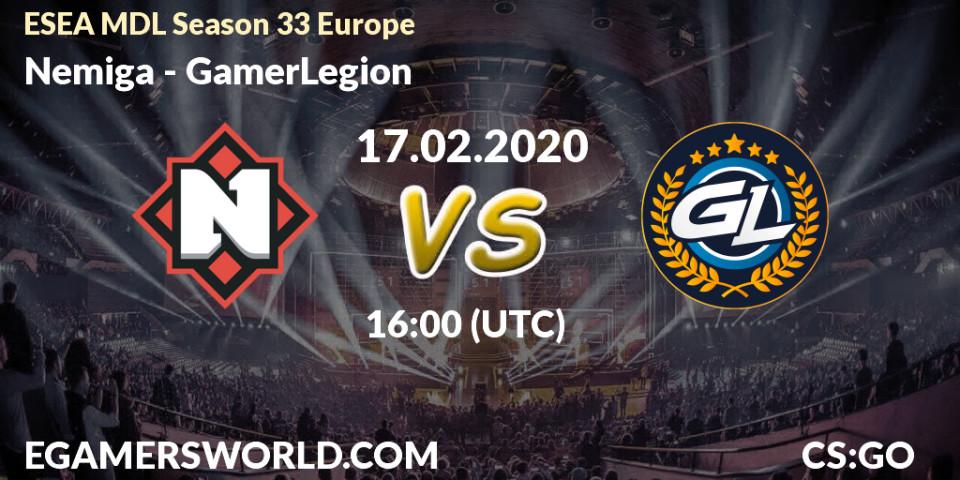 Nemiga vs GamerLegion: Betting TIp, Match Prediction. 21.02.20. CS2 (CS:GO), ESEA MDL Season 33 Europe
