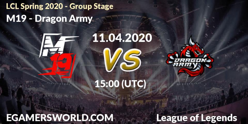 M19 vs Dragon Army: Betting TIp, Match Prediction. 11.04.20. LoL, LCL Spring 2020 - Group Stage