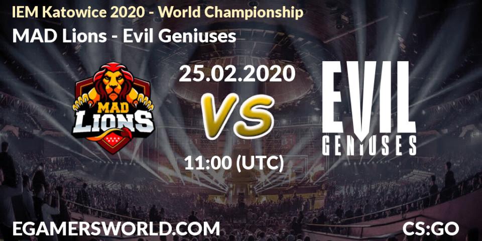 MAD Lions vs Evil Geniuses: Betting TIp, Match Prediction. 25.02.20. CS2 (CS:GO), IEM Katowice 2020 