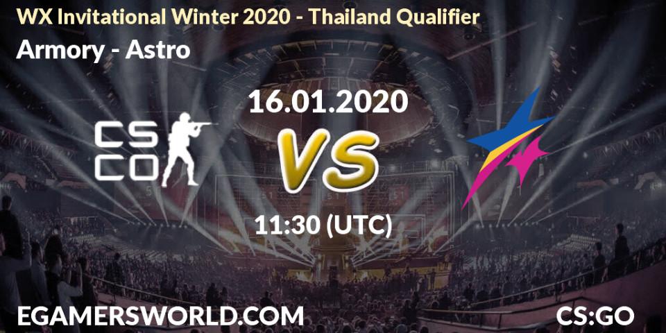 Armory vs Astro: Betting TIp, Match Prediction. 16.01.20. CS2 (CS:GO), WX Invitational Winter 2020 - Thailand Qualifier