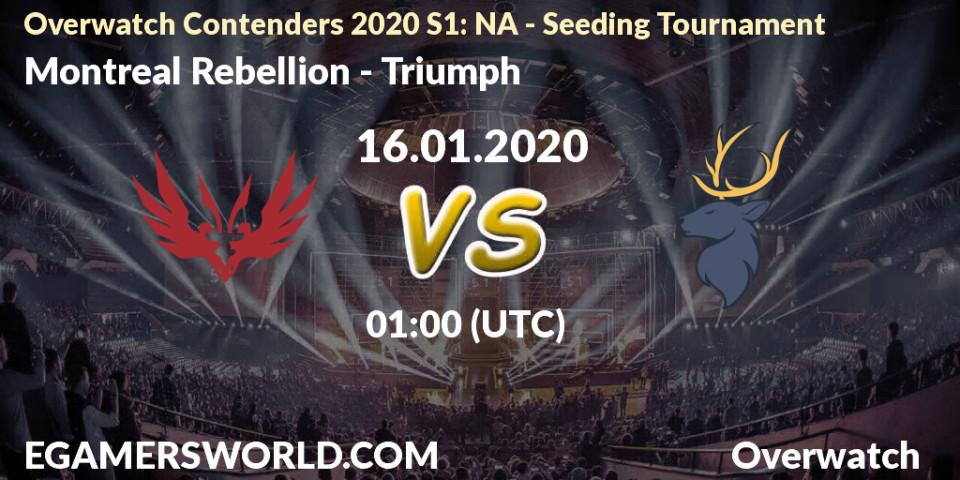 Montreal Rebellion vs Triumph: Betting TIp, Match Prediction. 16.01.20. Overwatch, Overwatch Contenders 2020 S1: NA - Seeding Tournament