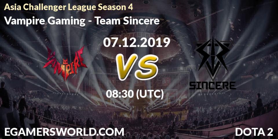 Vampire Gaming vs Team Sincere: Betting TIp, Match Prediction. 07.12.19. Dota 2, Asia Challenger League Season 4