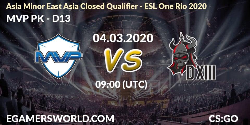 MVP PK vs D13: Betting TIp, Match Prediction. 04.03.20. CS2 (CS:GO), Asia Minor East Asia Closed Qualifier - ESL One Rio 2020