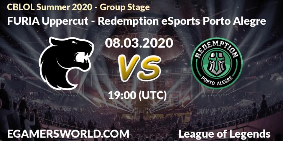 FURIA Uppercut vs Redemption eSports Porto Alegre: Betting TIp, Match Prediction. 08.03.20. LoL, CBLOL Summer 2020 - Group Stage