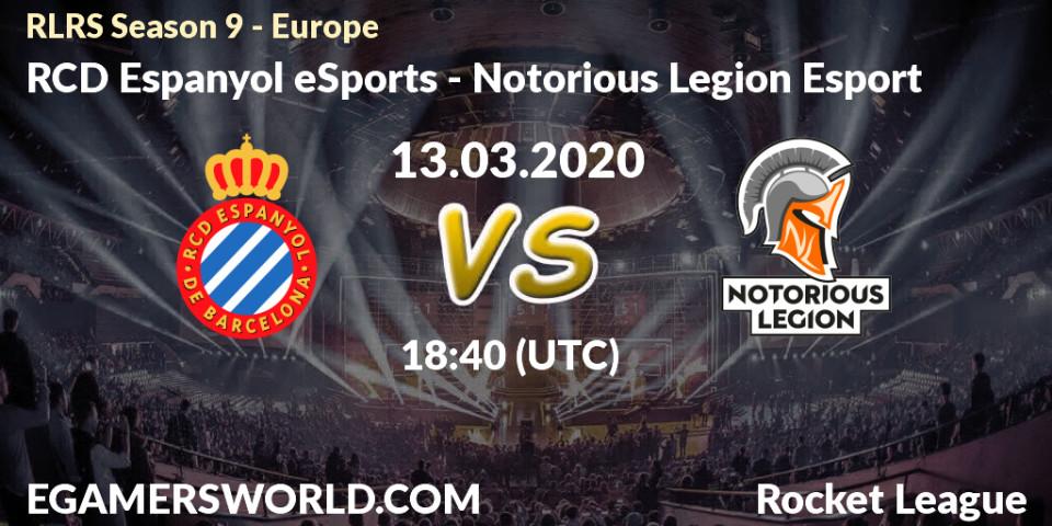RCD Espanyol eSports vs Notorious Legion Esport: Betting TIp, Match Prediction. 13.03.20. Rocket League, RLRS Season 9 - Europe