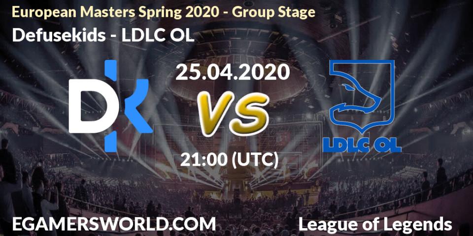 Defusekids vs LDLC OL: Betting TIp, Match Prediction. 25.04.20. LoL, European Masters Spring 2020 - Group Stage