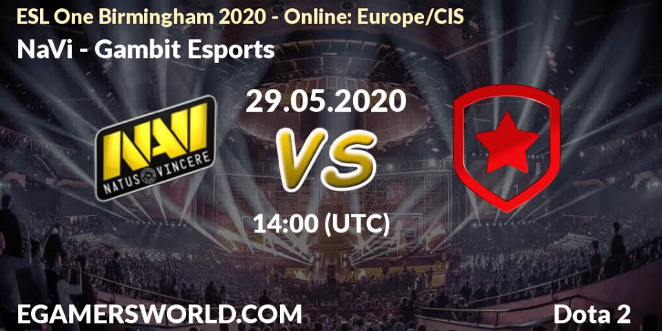 NaVi vs Gambit Esports: Betting TIp, Match Prediction. 29.05.20. Dota 2, ESL One Birmingham 2020 - Online: Europe/CIS