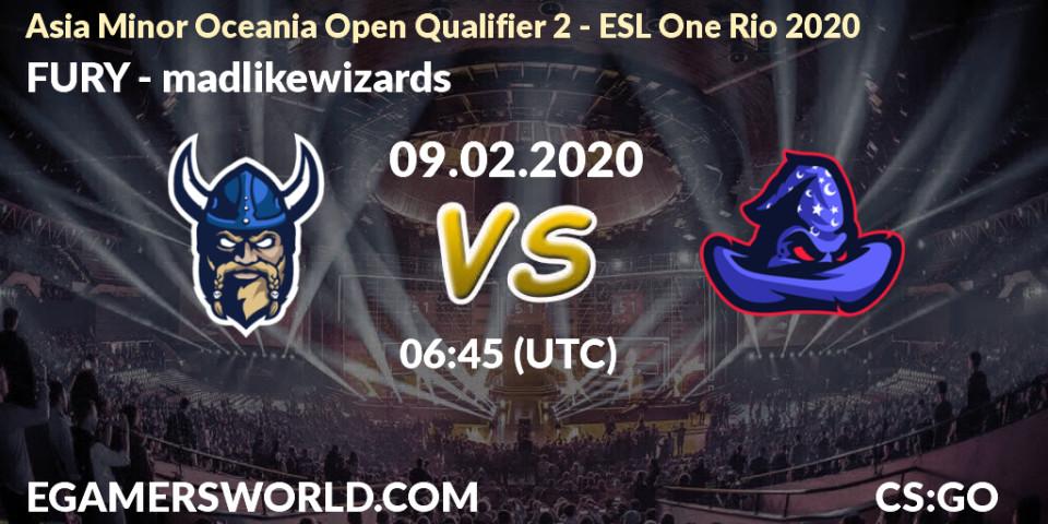 FURY vs madlikewizards: Betting TIp, Match Prediction. 09.02.20. CS2 (CS:GO), Asia Minor Oceania Open Qualifier 2 - ESL One Rio 2020