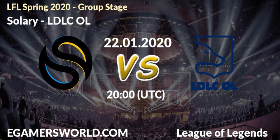 Solary vs LDLC OL: Betting TIp, Match Prediction. 22.01.20. LoL, LFL Spring 2020 - Group Stage