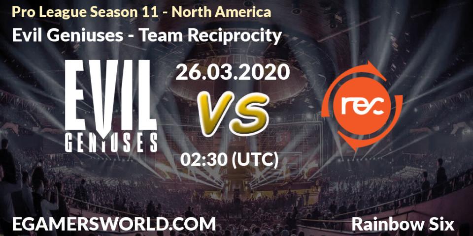 Evil Geniuses vs Team Reciprocity: Betting TIp, Match Prediction. 26.03.20. Rainbow Six, Pro League Season 11 - North America