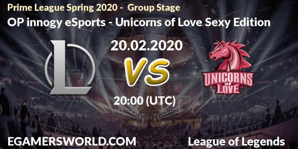 OP innogy eSports vs Unicorns of Love Sexy Edition: Betting TIp, Match Prediction. 20.02.20. LoL, Prime League Spring 2020 - Group Stage