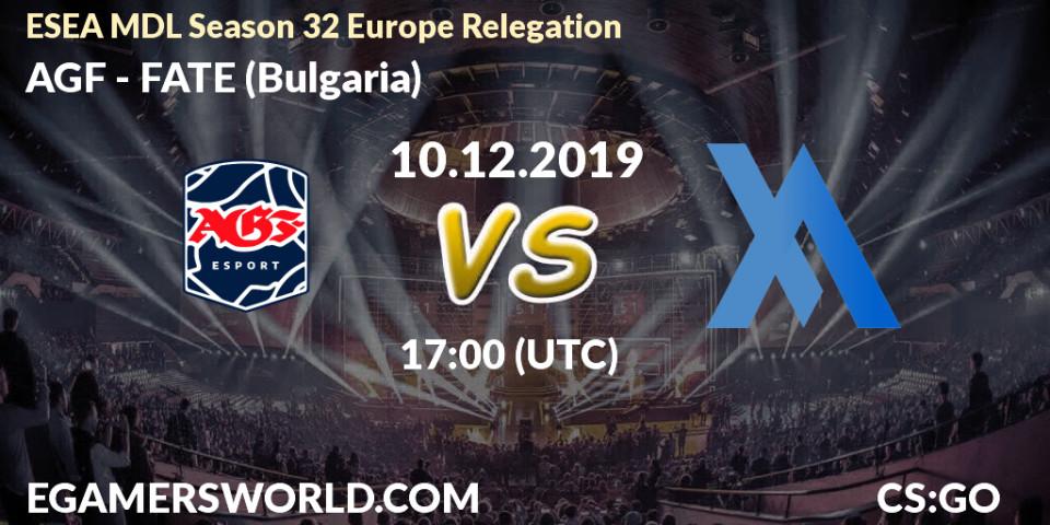 AGF vs FATE (Bulgaria): Betting TIp, Match Prediction. 10.12.19. CS2 (CS:GO), ESEA MDL Season 32 Europe Relegation