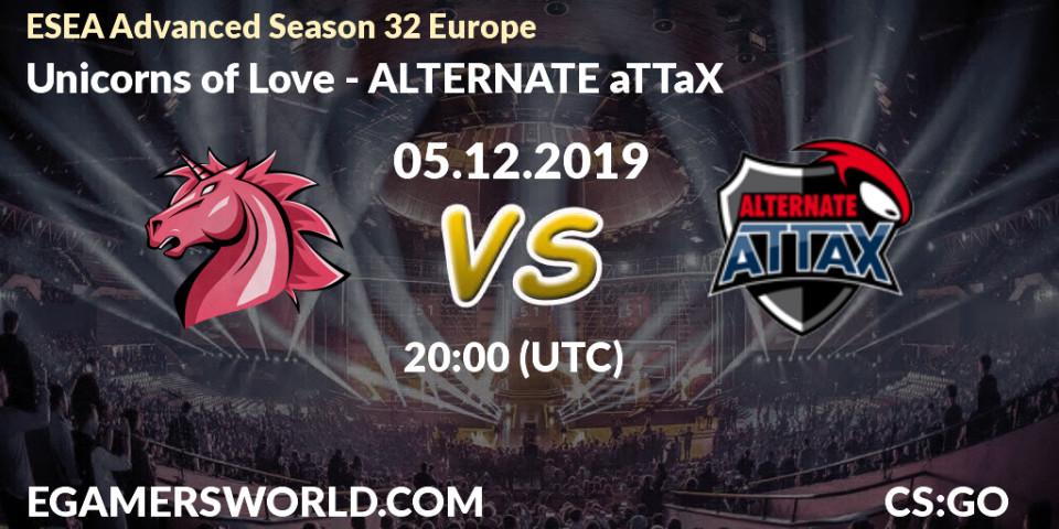 Unicorns of Love vs ALTERNATE aTTaX: Betting TIp, Match Prediction. 05.12.19. CS2 (CS:GO), ESEA Advanced Season 32 Europe
