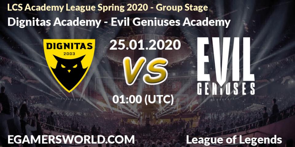 Dignitas Academy vs Evil Geniuses Academy: Betting TIp, Match Prediction. 25.01.20. LoL, LCS Academy League Spring 2020 - Group Stage