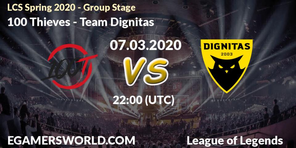 100 Thieves vs Team Dignitas: Betting TIp, Match Prediction. 07.03.20. LoL, LCS Spring 2020 - Group Stage