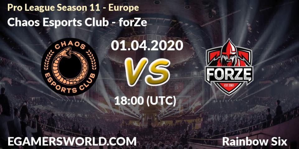 Chaos Esports Club vs forZe: Betting TIp, Match Prediction. 01.04.20. Rainbow Six, Pro League Season 11 - Europe
