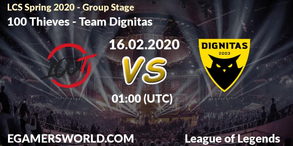 100 Thieves vs Team Dignitas: Betting TIp, Match Prediction. 16.02.20. LoL, LCS Spring 2020 - Group Stage