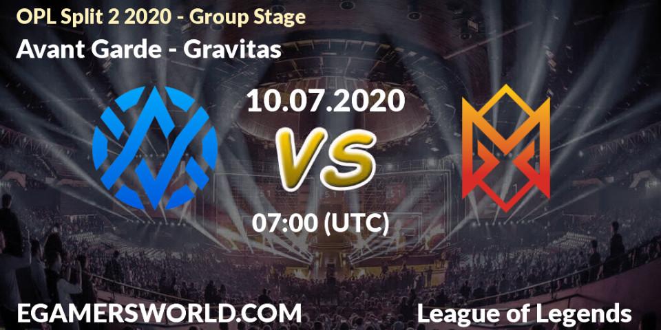 Avant Garde vs Gravitas: Betting TIp, Match Prediction. 10.07.20. LoL, OPL Split 2 2020 - Group Stage