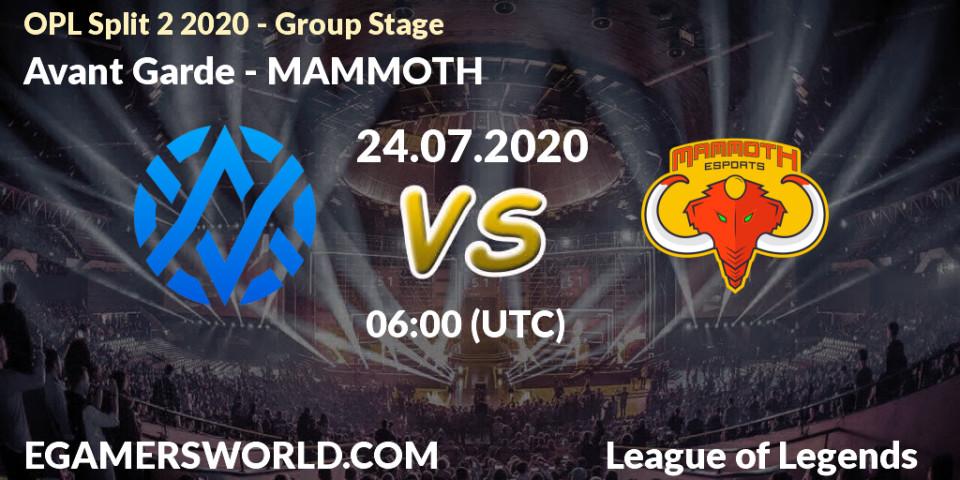 Avant Garde vs MAMMOTH: Betting TIp, Match Prediction. 24.07.20. LoL, OPL Split 2 2020 - Group Stage