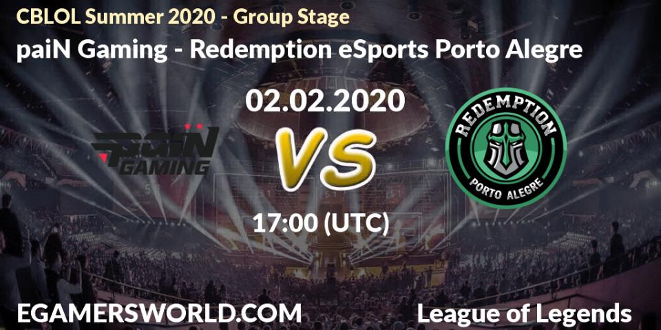 paiN Gaming vs Redemption eSports Porto Alegre: Betting TIp, Match Prediction. 02.02.20. LoL, CBLOL Summer 2020 - Group Stage