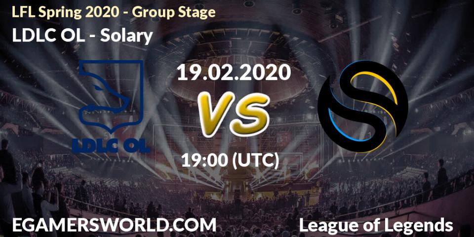 LDLC OL vs Solary: Betting TIp, Match Prediction. 19.02.20. LoL, LFL Spring 2020 - Group Stage