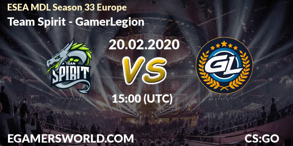 Team Spirit vs GamerLegion: Betting TIp, Match Prediction. 20.02.20. CS2 (CS:GO), ESEA MDL Season 33 Europe
