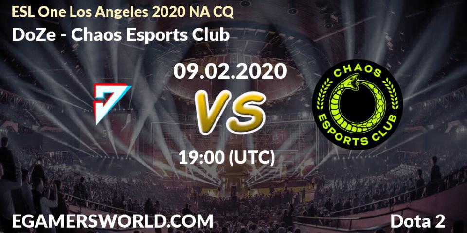 DoZe vs Chaos Esports Club: Betting TIp, Match Prediction. 09.02.20. Dota 2, ESL One Los Angeles 2020 NA CQ