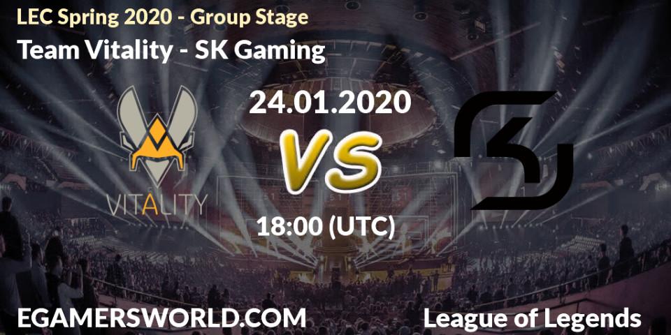 Team Vitality vs SK Gaming: Betting TIp, Match Prediction. 24.01.20. LoL, LEC Spring 2020 - Group Stage