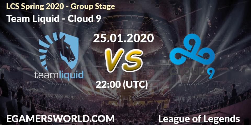 Team Liquid vs Cloud 9: Betting TIp, Match Prediction. 25.01.20. LoL, LCS Spring 2020 - Group Stage