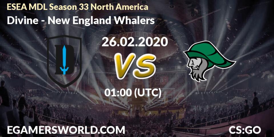 Divine vs New England Whalers: Betting TIp, Match Prediction. 26.02.20. CS2 (CS:GO), ESEA MDL Season 33 North America