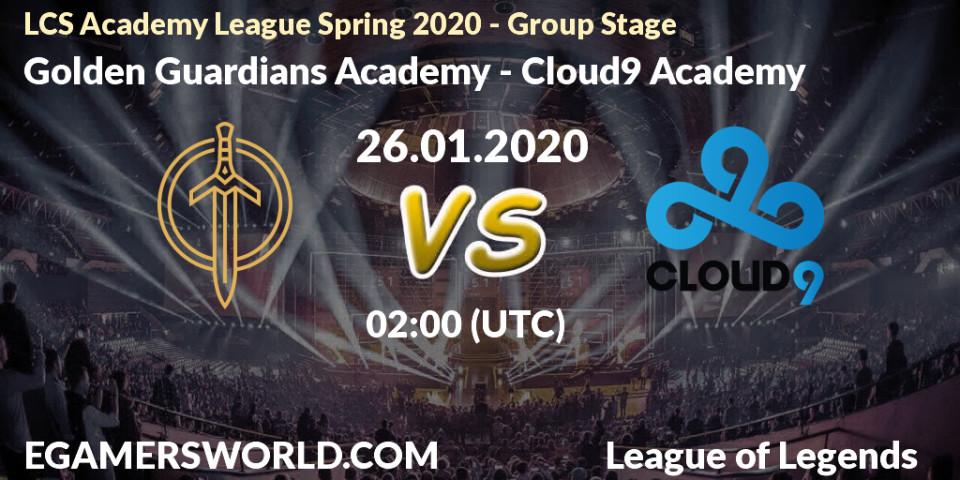 Golden Guardians Academy vs Cloud9 Academy: Betting TIp, Match Prediction. 26.01.20. LoL, LCS Academy League Spring 2020 - Group Stage
