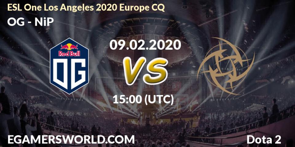 OG vs NiP: Betting TIp, Match Prediction. 09.02.20. Dota 2, ESL One Los Angeles 2020 Europe CQ