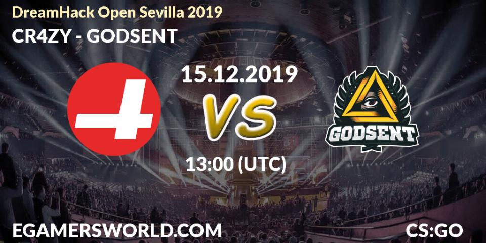 CR4ZY vs GODSENT: Betting TIp, Match Prediction. 15.12.19. CS2 (CS:GO), DreamHack Open Sevilla 2019