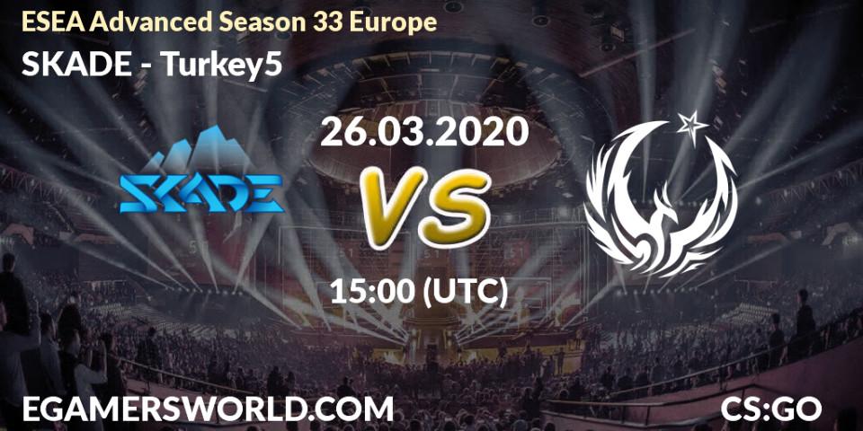SKADE vs Turkey5: Betting TIp, Match Prediction. 26.03.20. CS2 (CS:GO), ESEA Advanced Season 33 Europe