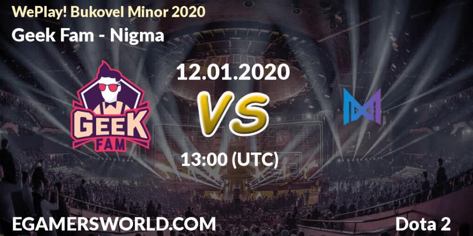 Geek Fam vs Nigma: Betting TIp, Match Prediction. 12.01.20. Dota 2, WePlay! Bukovel Minor 2020