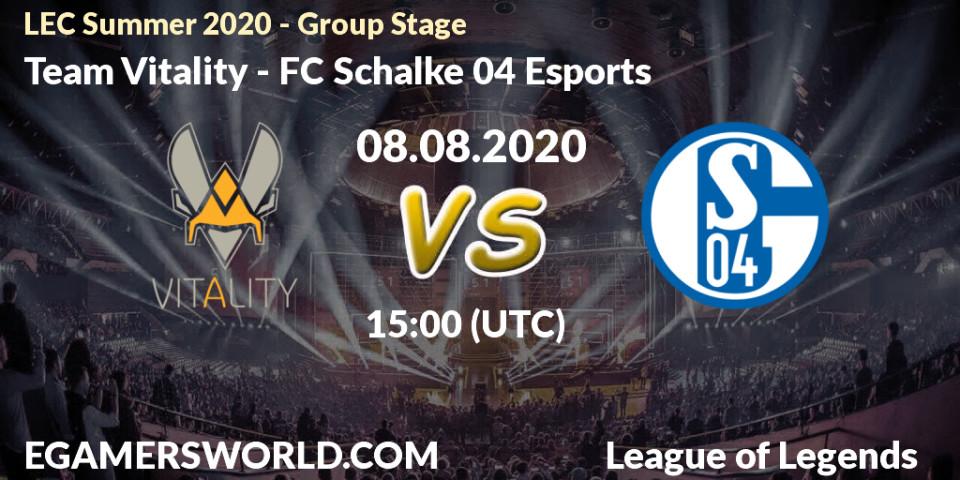 Team Vitality vs FC Schalke 04 Esports: Betting TIp, Match Prediction. 08.08.20. LoL, LEC Summer 2020 - Group Stage