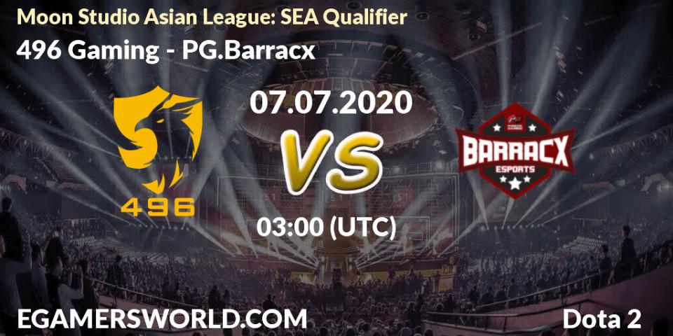 496 Gaming vs PG.Barracx: Betting TIp, Match Prediction. 07.07.20. Dota 2, Moon Studio Asian League: SEA Qualifier