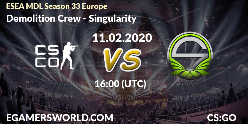Demolition Crew vs Singularity: Betting TIp, Match Prediction. 18.02.20. CS2 (CS:GO), ESEA MDL Season 33 Europe