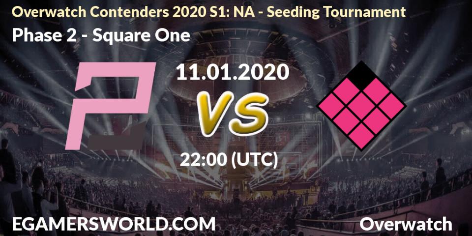 Phase 2 vs Square One: Betting TIp, Match Prediction. 11.01.20. Overwatch, Overwatch Contenders 2020 S1: NA - Seeding Tournament