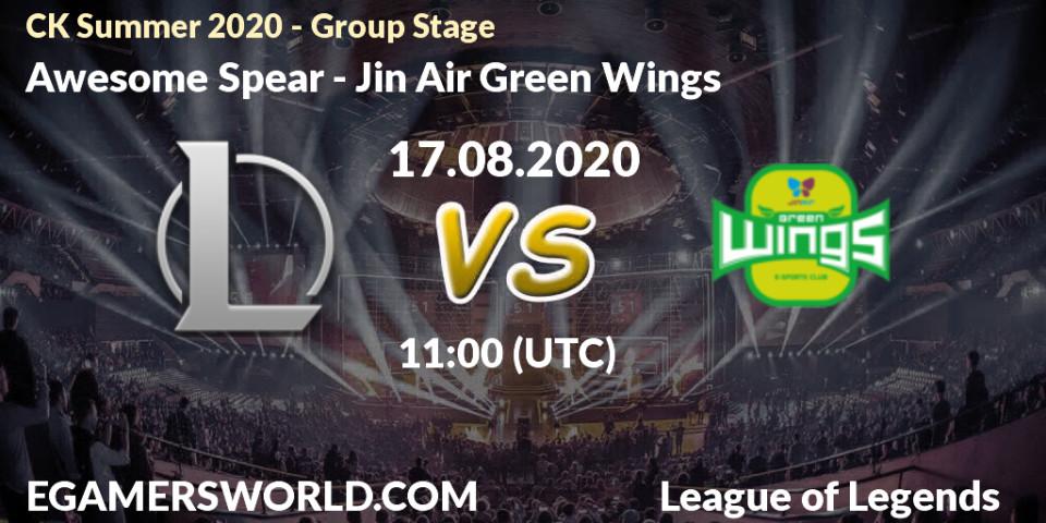 Awesome Spear vs Jin Air Green Wings: Betting TIp, Match Prediction. 17.08.20. LoL, CK Summer 2020 - Group Stage